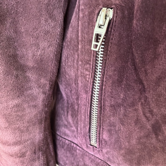 BlankNYC Purple Suede Leather Moto Jacket Full Zip Biker Motorcycle Womens M - Picture 4 of 11
